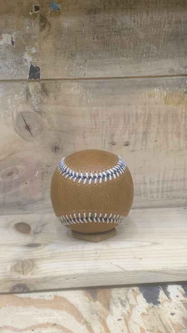 Handcrafted Leather Baseball - Brown with White Stitching