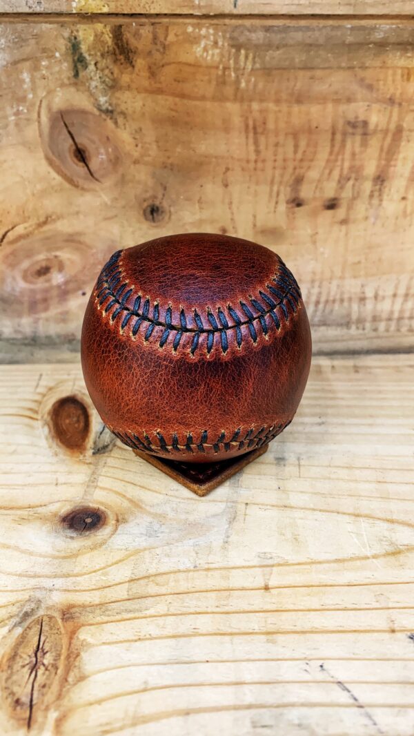 Handcrafted Leather Baseball - Distressed Brown