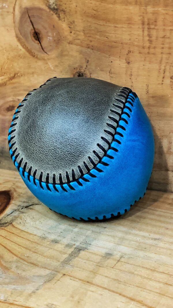 Handcrafted Leather Baseball - Gray/Blue Raspberry